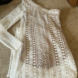 Michael Costello one shoulder body suit crochet maxi dress - size small